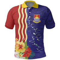 Kiribati Heritage Polo Shirt Map of the Islands and Polynesia Pattern LT03 Multicolor - Polynesian Pride