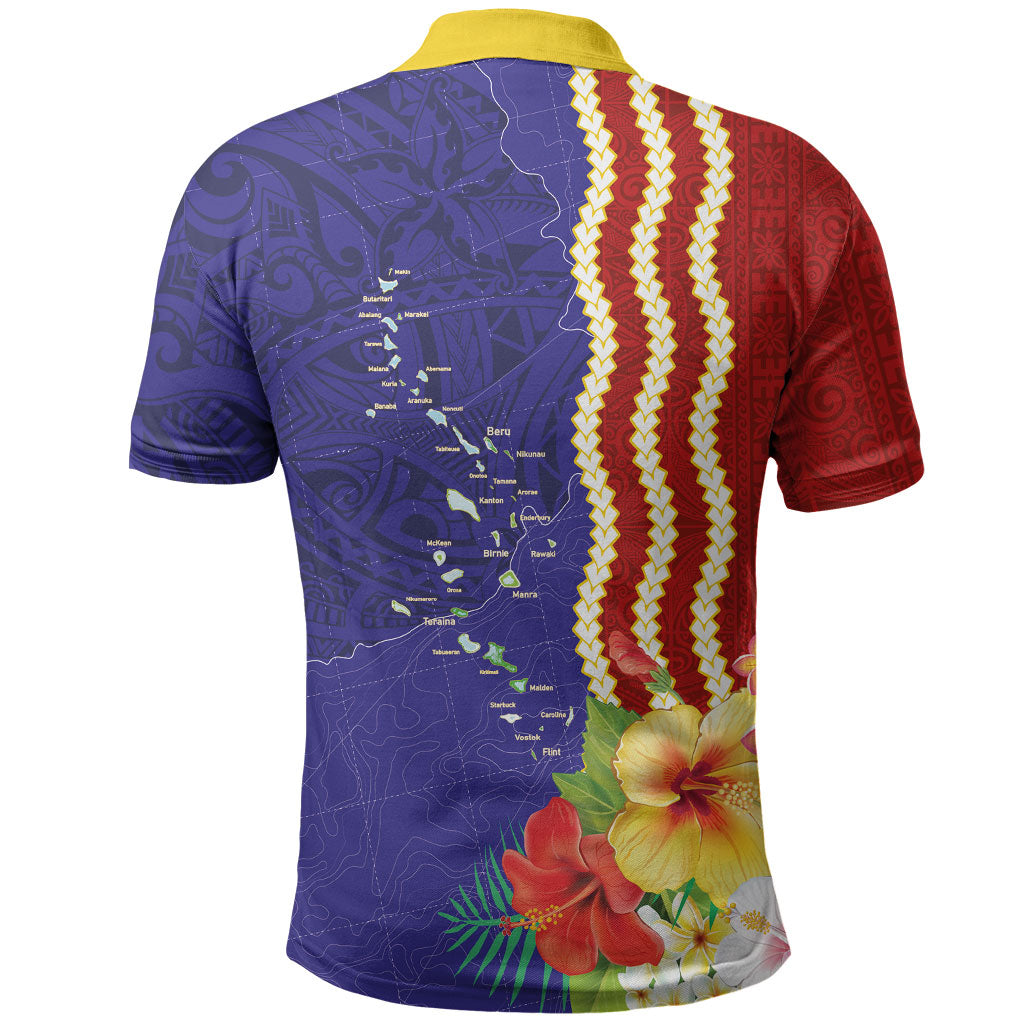 Kiribati Heritage Polo Shirt Map of the Islands and Polynesia Pattern LT03 - Polynesian Pride