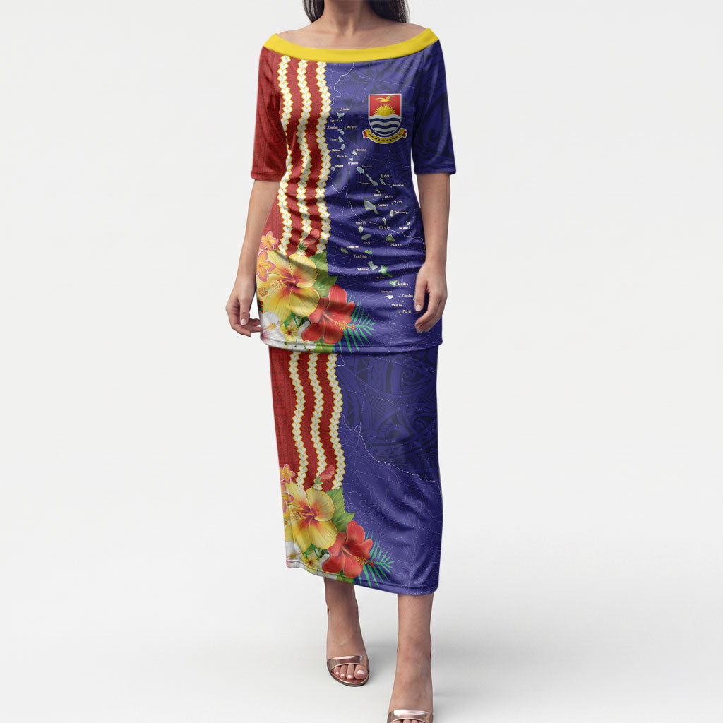 Kiribati Heritage Puletasi Map of the Islands and Polynesia Pattern LT03 Long Dress Multicolor - Polynesian Pride