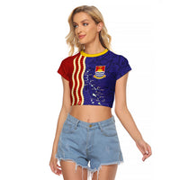Kiribati Heritage Raglan Cropped T Shirt Map of the Islands and Polynesia Pattern LT03 Female Multicolor - Polynesian Pride