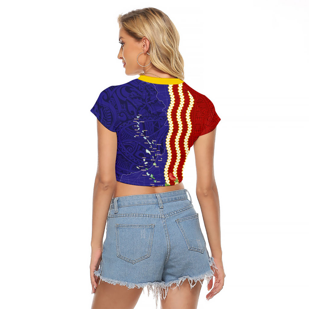 Kiribati Heritage Raglan Cropped T Shirt Map of the Islands and Polynesia Pattern LT03 - Polynesian Pride