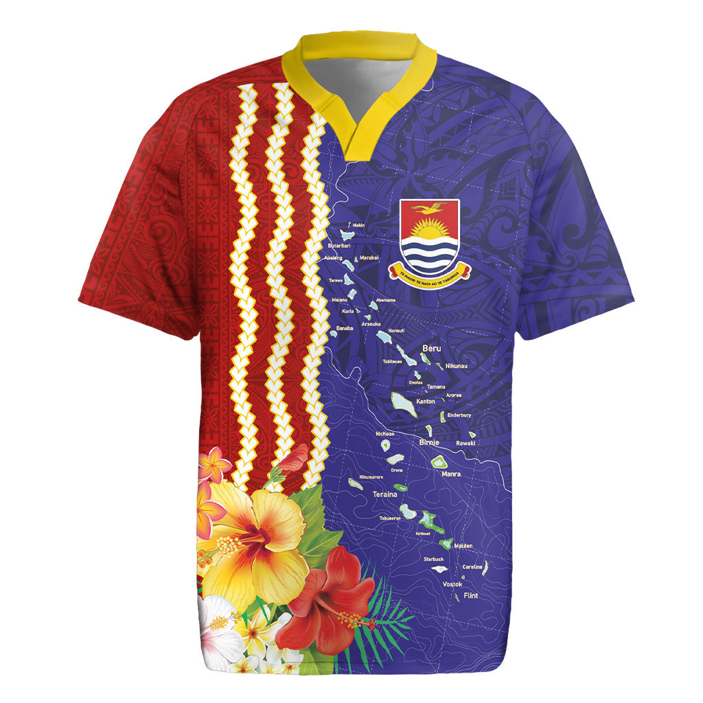 Kiribati Heritage Rugby Jersey Map of the Islands and Polynesia Pattern LT03 Multicolor - Polynesian Pride