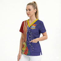 Kiribati Heritage Scrub Top Map of the Islands and Polynesia Pattern LT03 - Polynesian Pride