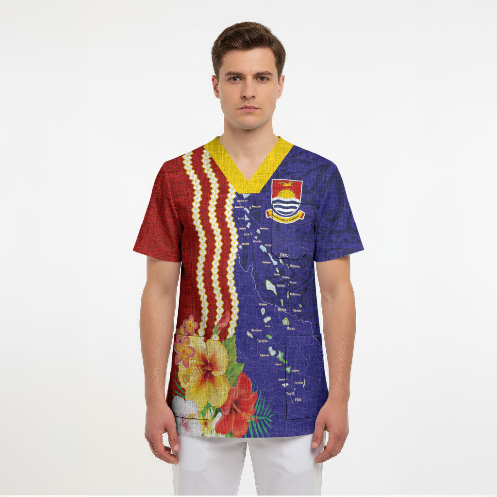 Kiribati Heritage Scrub Top Map of the Islands and Polynesia Pattern LT03 - Polynesian Pride