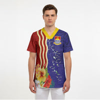 Kiribati Heritage Scrub Top Map of the Islands and Polynesia Pattern LT03 - Polynesian Pride