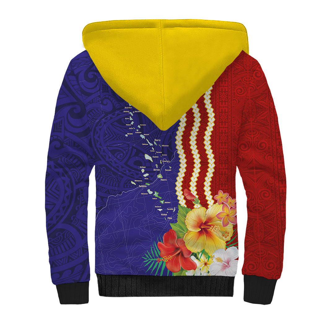 Kiribati Heritage Sherpa Hoodie Map of the Islands and Polynesia Pattern LT03 - Polynesian Pride