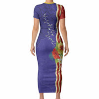 Kiribati Heritage Short Sleeve Bodycon Dress Map of the Islands and Polynesia Pattern LT03 - Polynesian Pride
