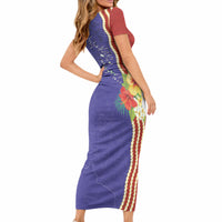 Kiribati Heritage Short Sleeve Bodycon Dress Map of the Islands and Polynesia Pattern LT03 - Polynesian Pride