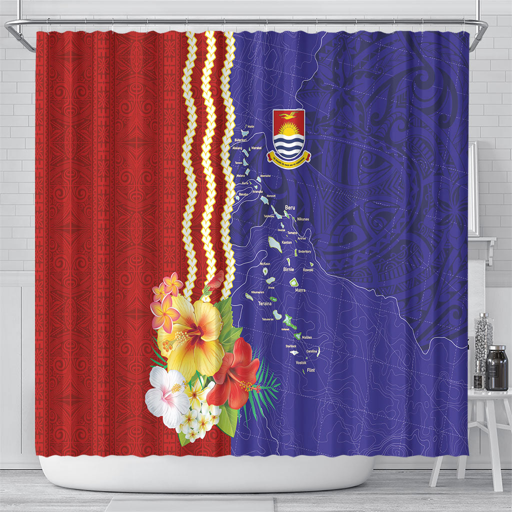 Kiribati Heritage Shower Curtain Map of the Islands and Polynesia Pattern LT03 - Polynesian Pride
