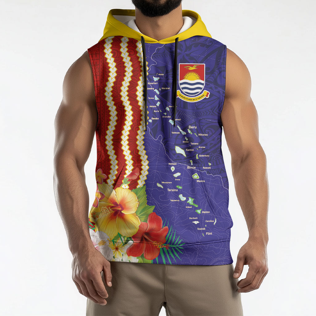 Kiribati Heritage Sleeveless Hoodie Map of the Islands and Polynesia Pattern LT03 - Polynesian Pride
