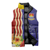 Kiribati Heritage Sleeveless Puffer Jacket Map of the Islands and Polynesia Pattern LT03 - Polynesian Pride