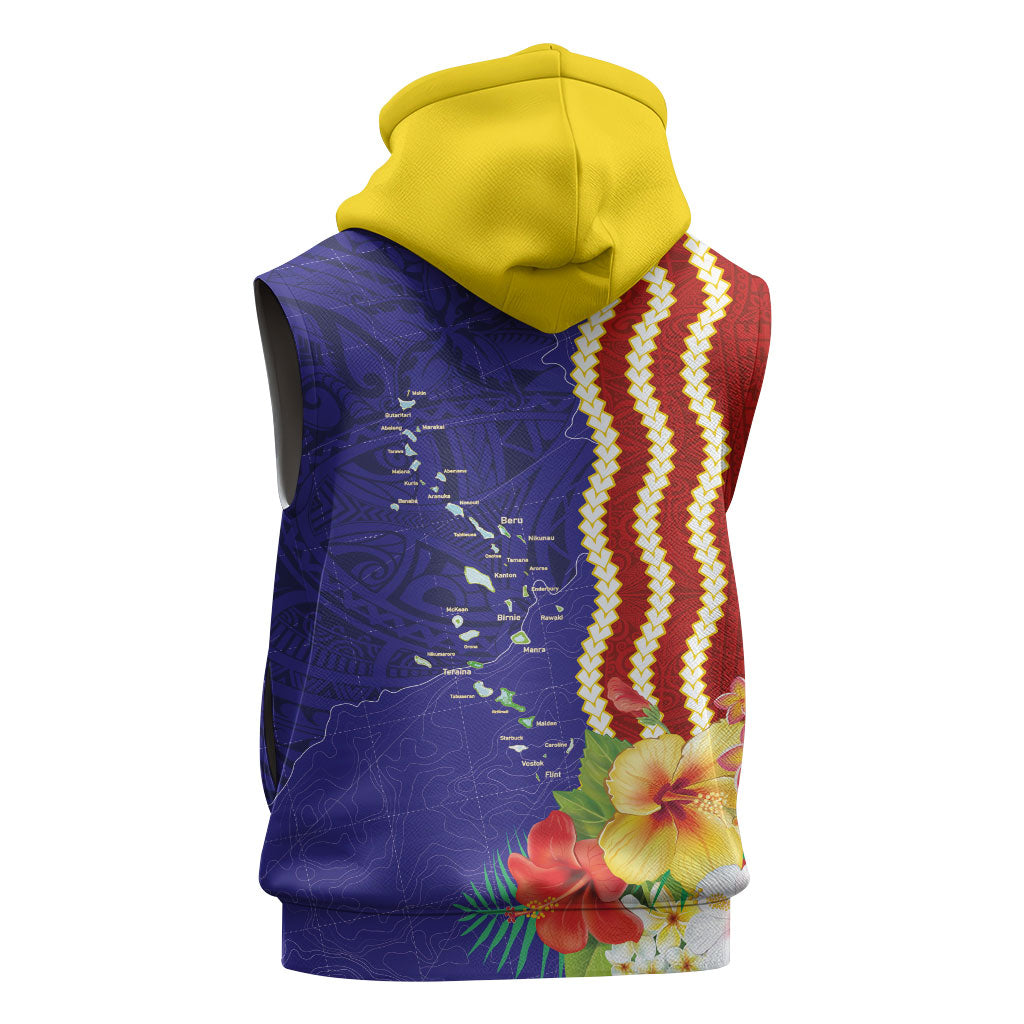 Kiribati Heritage Sleeveless Zip Hoodie Map of the Islands and Polynesia Pattern LT03 - Polynesian Pride