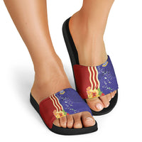 Kiribati Heritage Slide Sandals Map of the Islands and Polynesia Pattern LT03 - Polynesian Pride