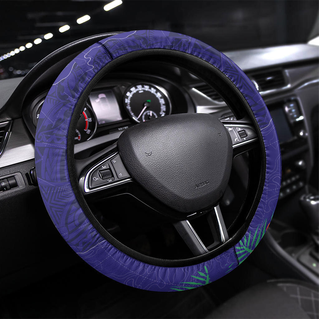 Kiribati Heritage Steering Wheel Cover Map of the Islands and Polynesia Pattern LT03 Universal Fit Multicolor - Polynesian Pride
