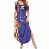 Kiribati Heritage Summer Maxi Dress Map of the Islands and Polynesia Pattern LT03 Women Multicolor - Polynesian Pride