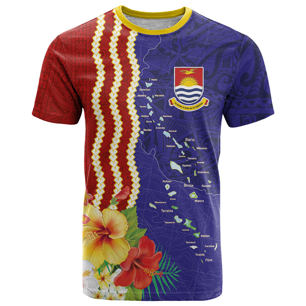 Kiribati Heritage T Shirt Map of the Islands and Polynesia Pattern LT03 Multicolor - Polynesian Pride