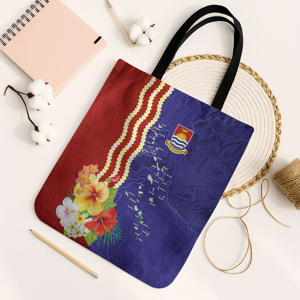 Kiribati Heritage Tote Bag Map of the Islands and Polynesia Pattern LT03 Black Strap One Size Multicolor - Polynesian Pride