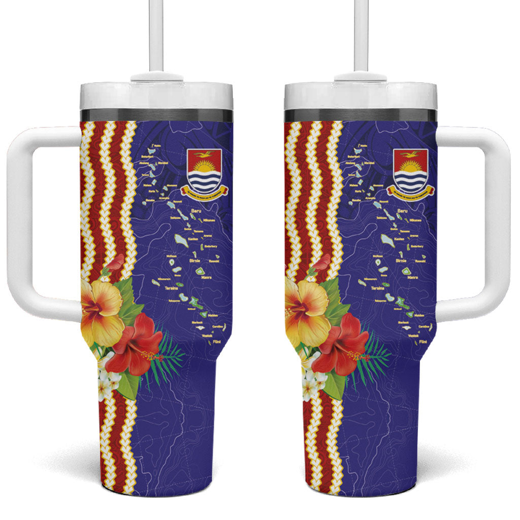Kiribati Heritage Tumbler With Handle Map of the Islands and Polynesia Pattern LT03 One Size: 40 oz Multicolor - Polynesian Pride