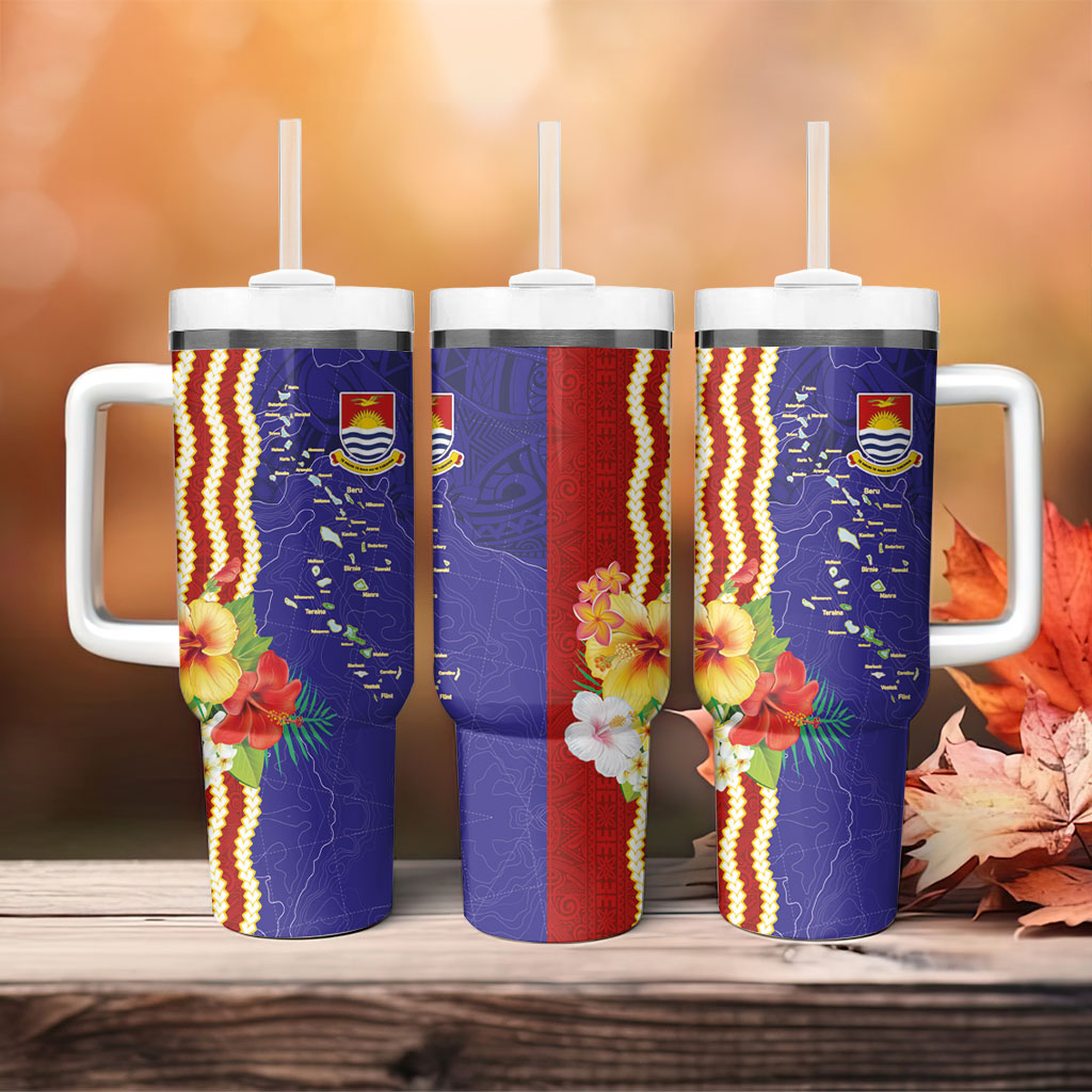 Kiribati Heritage Tumbler With Handle Map of the Islands and Polynesia Pattern LT03 - Polynesian Pride