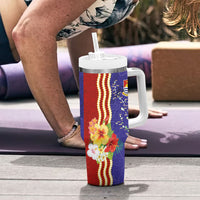Kiribati Heritage Tumbler With Handle Map of the Islands and Polynesia Pattern LT03 - Polynesian Pride