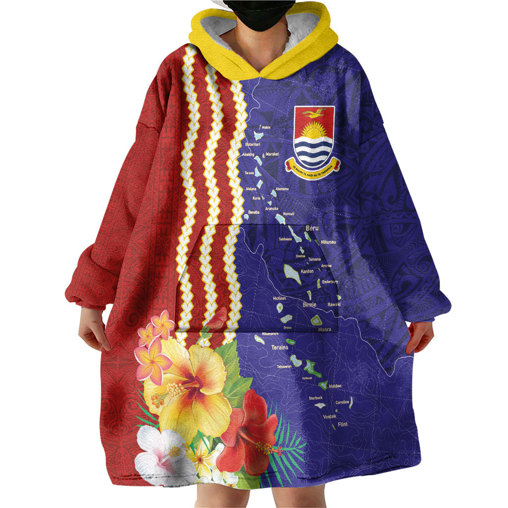 Kiribati Heritage Wearable Blanket Hoodie Map of the Islands and Polynesia Pattern LT03 - Polynesian Pride