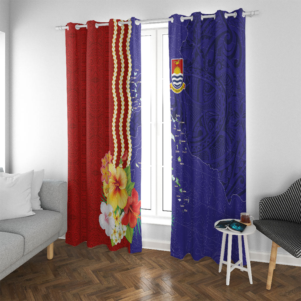 Kiribati Heritage Window Curtain Map of the Islands and Polynesia Pattern LT03 With Grommets Multicolor - Polynesian Pride