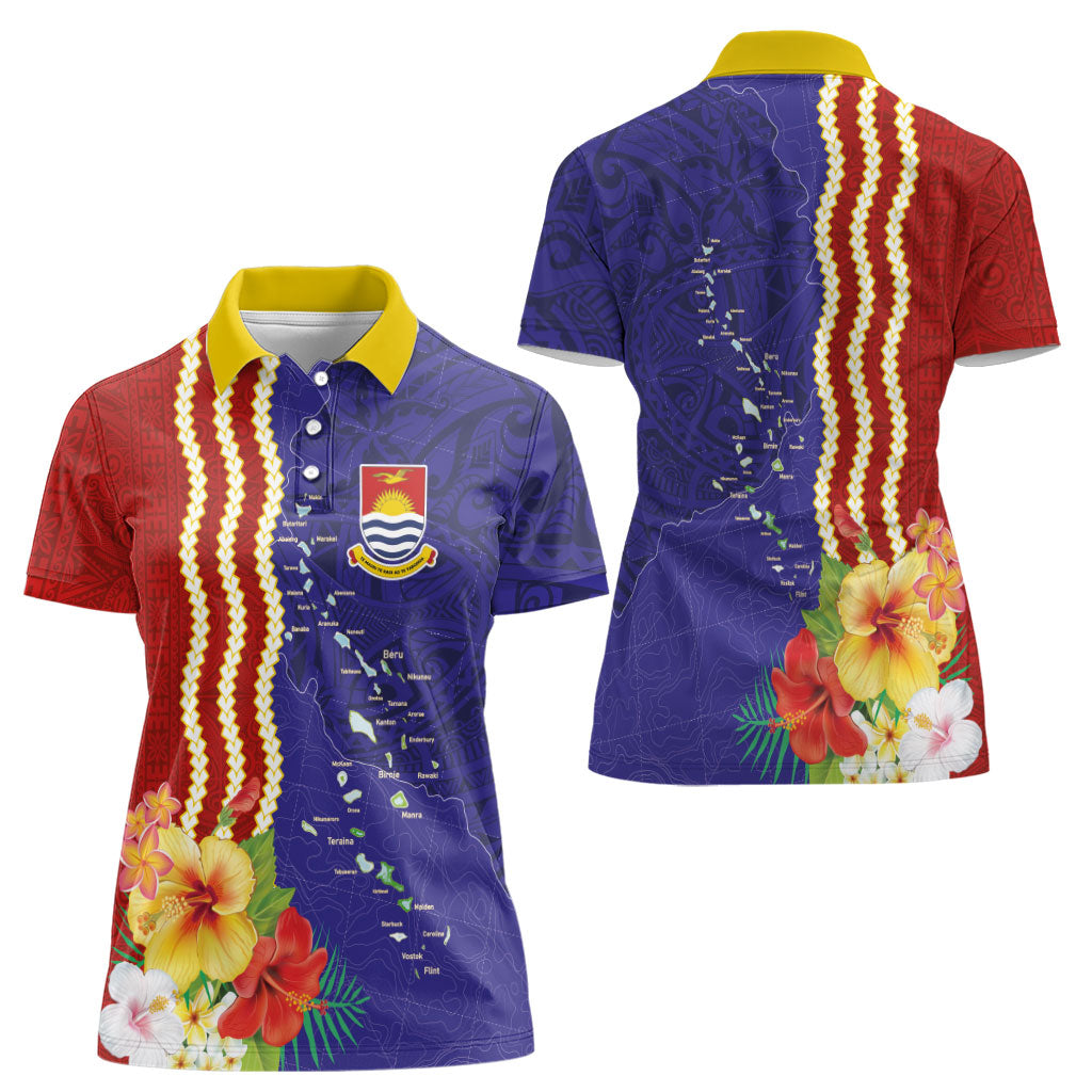 Kiribati Heritage Women Polo Shirt Map of the Islands and Polynesia Pattern LT03 - Polynesian Pride