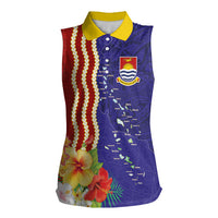 Kiribati Heritage Women Sleeveless Polo Shirt Map of the Islands and Polynesia Pattern LT03 Female Multicolor - Polynesian Pride