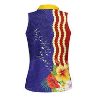 Kiribati Heritage Women Sleeveless Polo Shirt Map of the Islands and Polynesia Pattern LT03 - Polynesian Pride