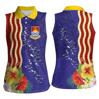 Kiribati Heritage Women Sleeveless Polo Shirt Map of the Islands and Polynesia Pattern LT03 - Polynesian Pride