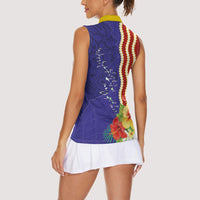 Kiribati Heritage Women Sleeveless Polo Shirt Map of the Islands and Polynesia Pattern LT03 - Polynesian Pride