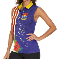 Kiribati Heritage Women Sleeveless Polo Shirt Map of the Islands and Polynesia Pattern LT03 - Polynesian Pride