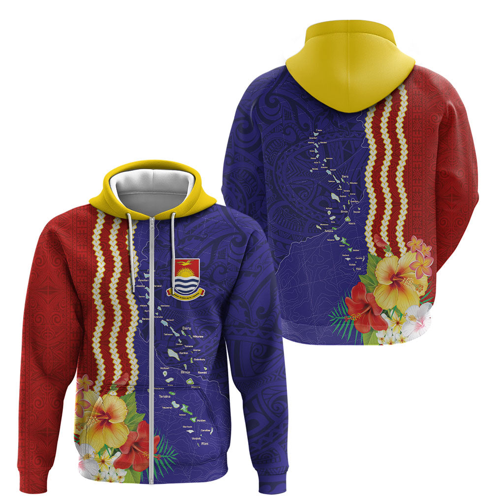 Kiribati Heritage Zip Hoodie Map of the Islands and Polynesia Pattern LT03 - Polynesian Pride