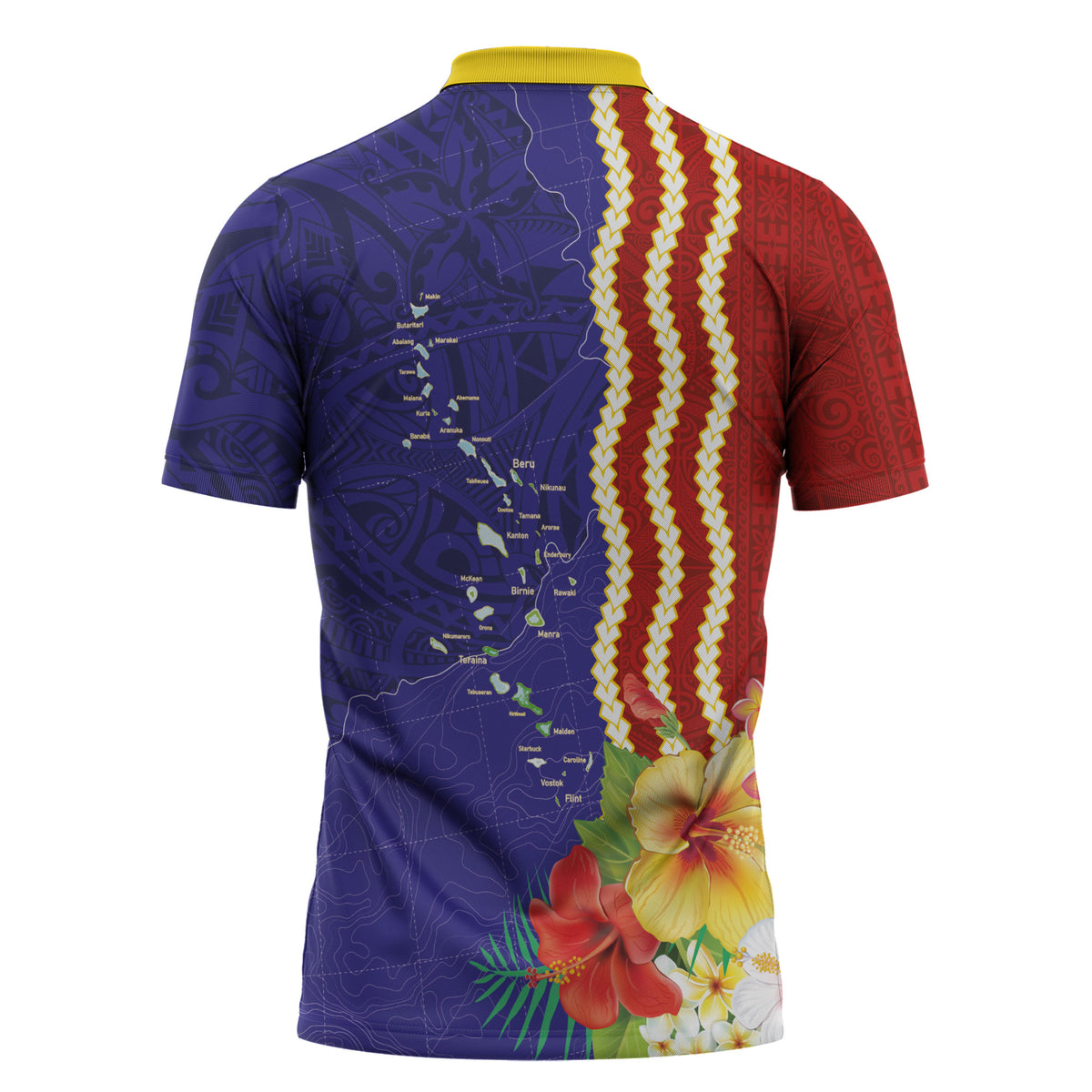 Kiribati Heritage Zipper Polo Shirt Map of the Islands and Polynesia Pattern LT03 - Polynesian Pride