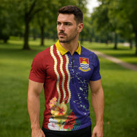 Kiribati Heritage Zipper Polo Shirt Map of the Islands and Polynesia Pattern LT03 - Polynesian Pride