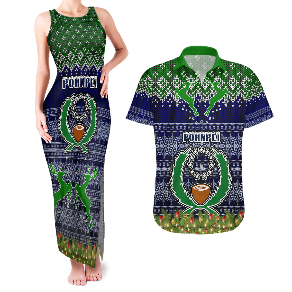 pohnpei-state-christmas-couples-matching-tank-maxi-dress-and-hawaiian-shirt-coat-of-arms-beautiful-merry-xmas-snowflake