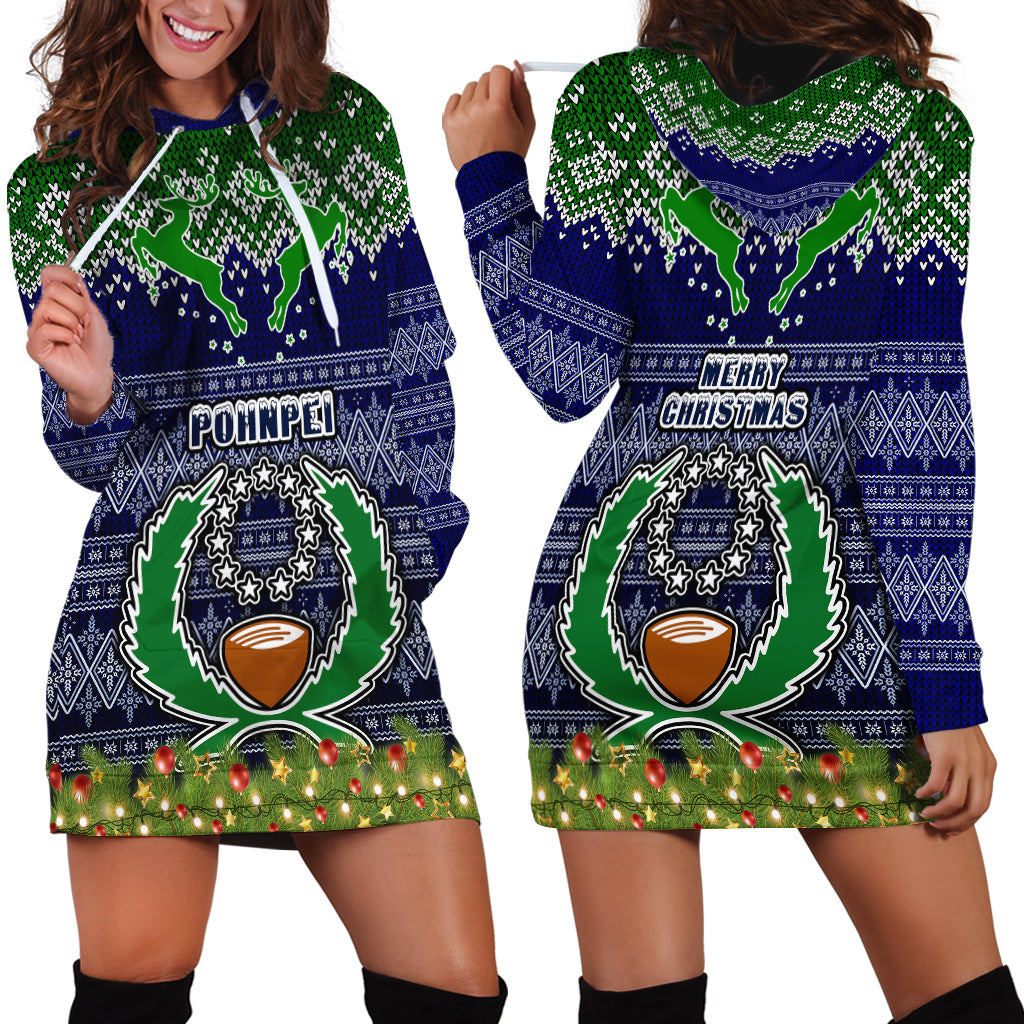 pohnpei-state-christmas-hoodie-dress-coat-of-arms-beautiful-merry-xmas-snowflake