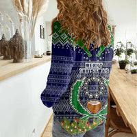 pohnpei-state-christmas-women-casual-shirt-coat-of-arms-beautiful-merry-xmas-snowflake