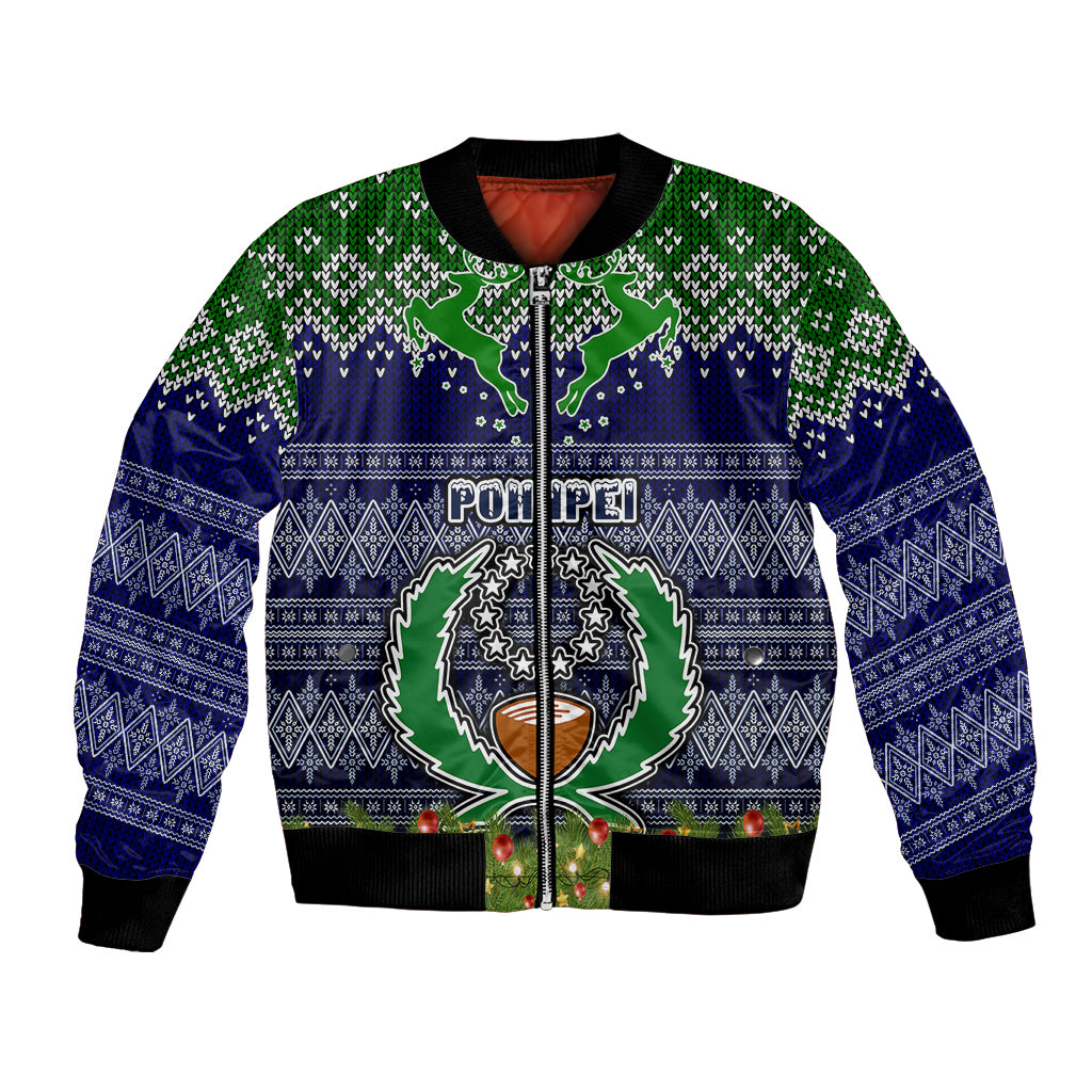 personalised-pohnpei-state-christmas-bomber-jacket-coat-of-arms-beautiful-merry-xmas-snowflake