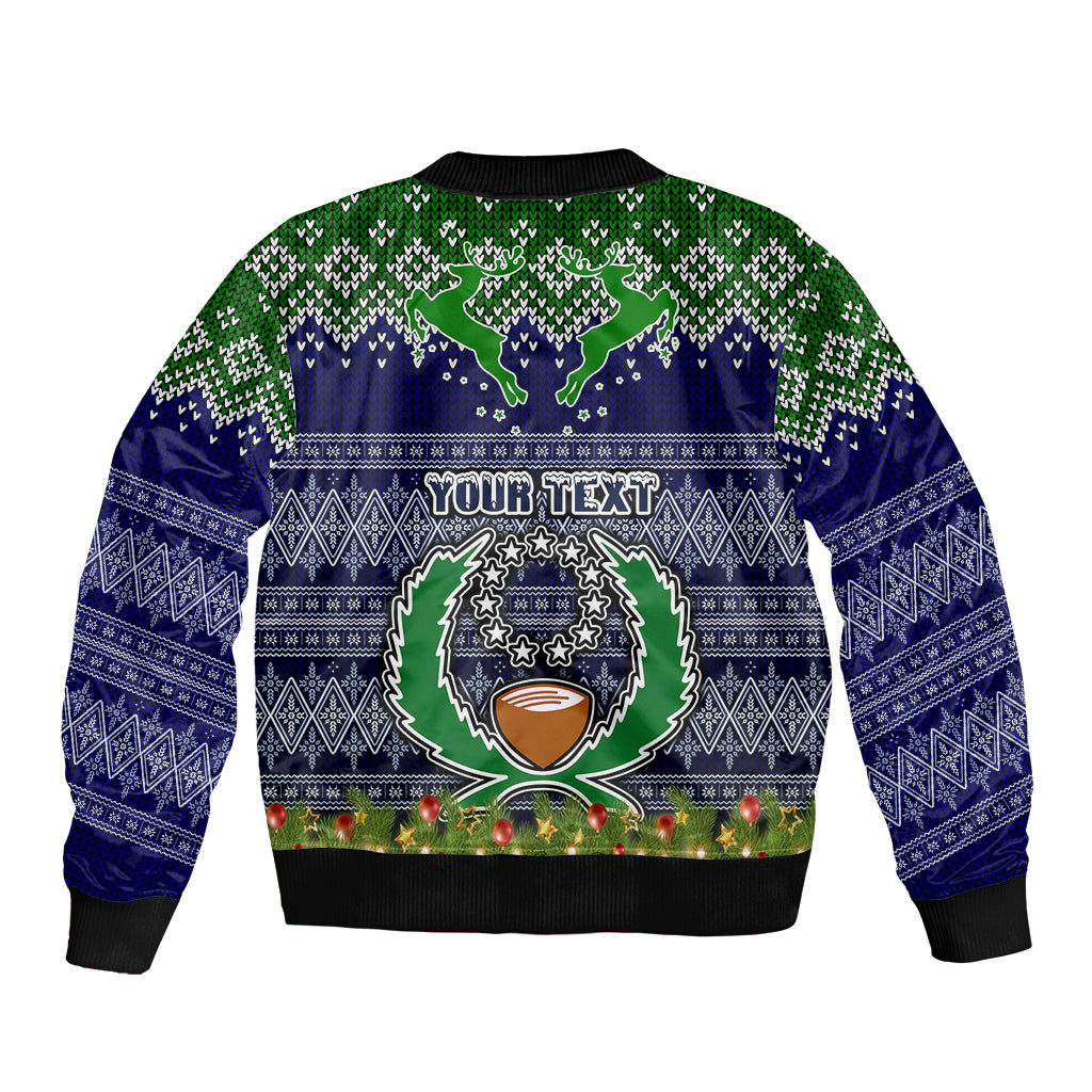 personalised-pohnpei-state-christmas-bomber-jacket-coat-of-arms-beautiful-merry-xmas-snowflake
