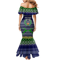 Personalised Pohnpei State Christmas Family Matching Mermaid Dress and Hawaiian Shirt Coat of Arms Beautiful Merry Xmas Snowflake LT03 - Polynesian Pride