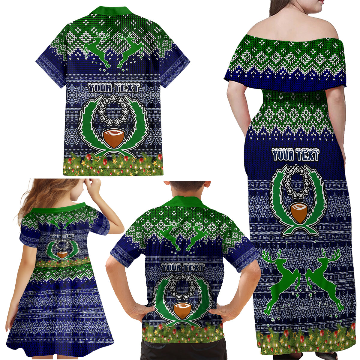 Personalised Pohnpei State Christmas Family Matching Off Shoulder Maxi Dress and Hawaiian Shirt Coat of Arms Beautiful Merry Xmas Snowflake LT03 - Polynesian Pride