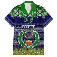 Personalised Pohnpei State Christmas Family Matching Off Shoulder Maxi Dress and Hawaiian Shirt Coat of Arms Beautiful Merry Xmas Snowflake LT03 Mom's Dress Blue - Polynesian Pride