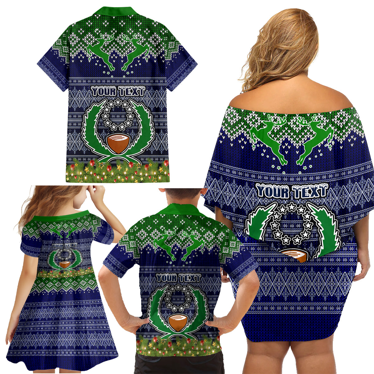 Personalised Pohnpei State Christmas Family Matching Off Shoulder Short Dress and Hawaiian Shirt Coat of Arms Beautiful Merry Xmas Snowflake LT03 - Polynesian Pride