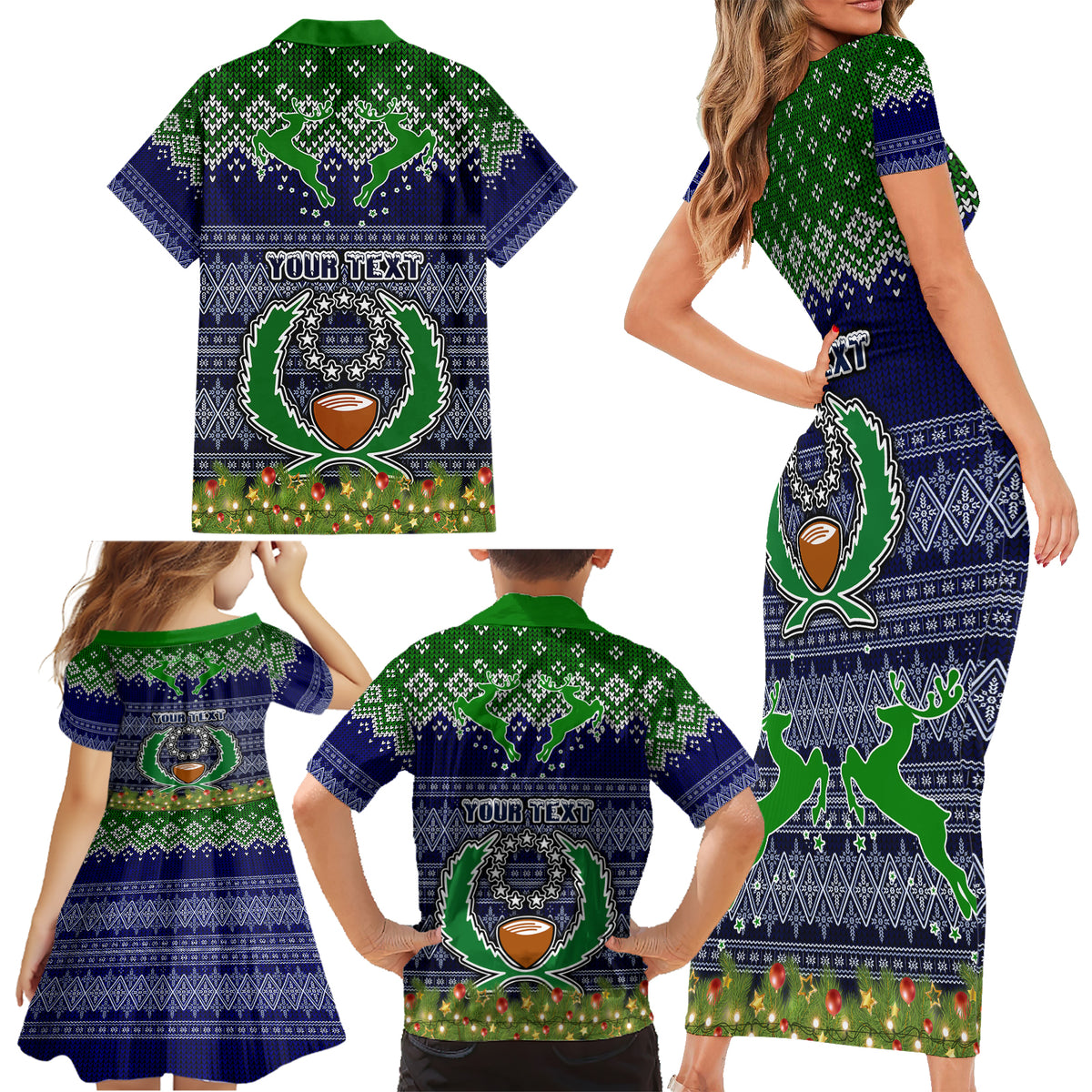 Personalised Pohnpei State Christmas Family Matching Short Sleeve Bodycon Dress and Hawaiian Shirt Coat of Arms Beautiful Merry Xmas Snowflake LT03 - Polynesian Pride