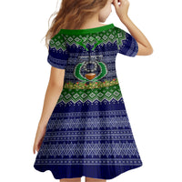 Personalised Pohnpei State Christmas Kid Short Sleeve Dress Coat of Arms Beautiful Merry Xmas Snowflake LT03 - Polynesian Pride