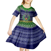 Personalised Pohnpei State Christmas Kid Short Sleeve Dress Coat of Arms Beautiful Merry Xmas Snowflake LT03 - Polynesian Pride