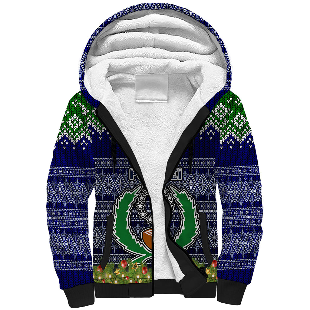 personalised-pohnpei-state-christmas-sherpa-hoodie-coat-of-arms-beautiful-merry-xmas-snowflake