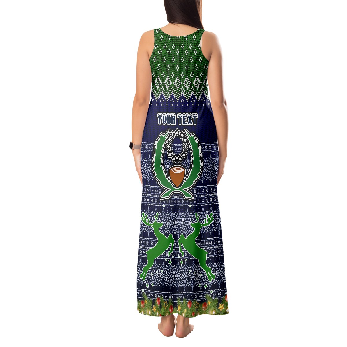 Personalised Pohnpei State Christmas Tank Maxi Dress Coat of Arms Beautiful Merry Xmas Snowflake LT03 - Polynesian Pride