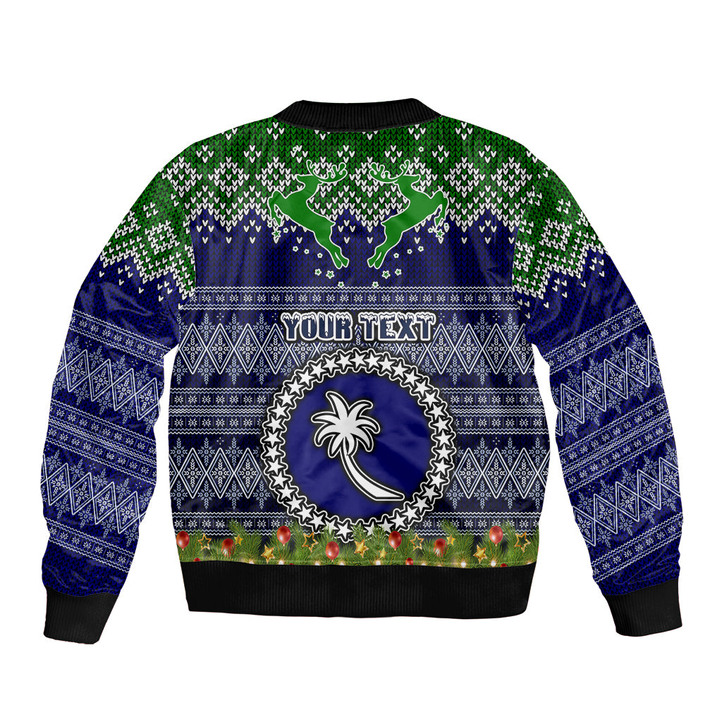 Personalised Chuuk State Christmas Bomber Jacket Coat of Arms Beautiful Merry Xmas Snowflake LT03 - Polynesian Pride